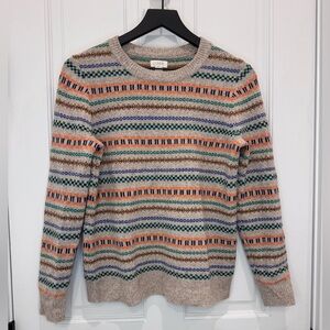 J. Crew Wool Striped Fair Isle Sweater